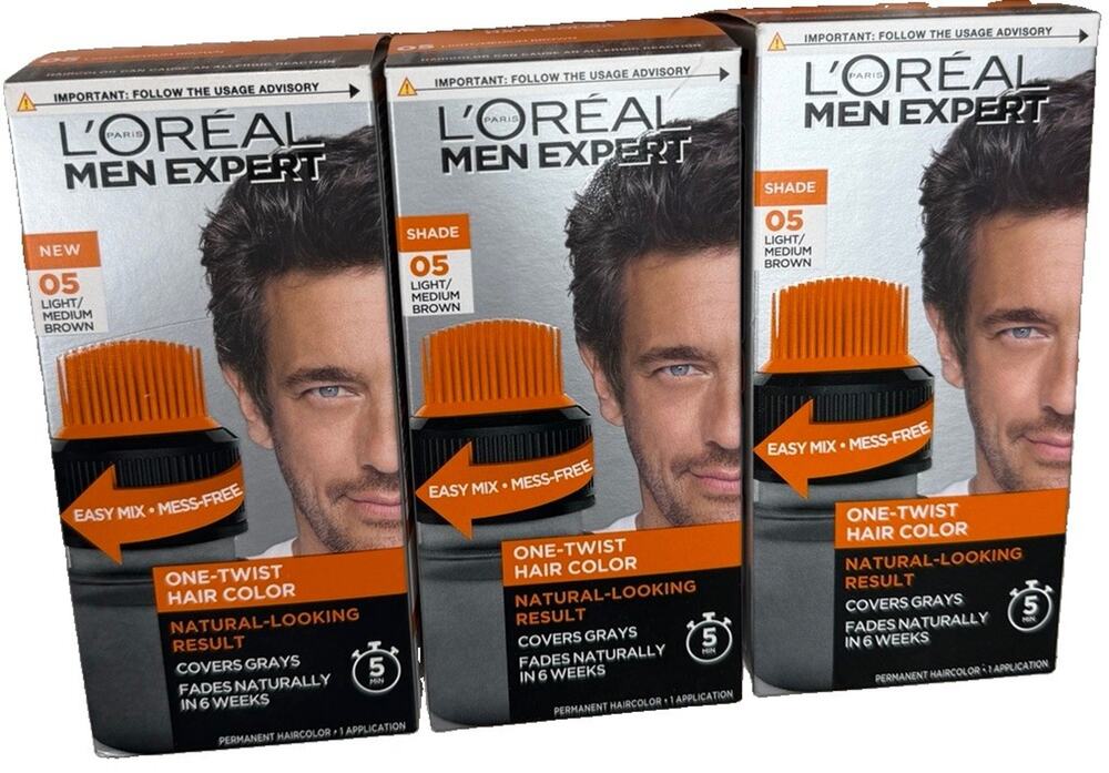 3X LOREAL PARIS L’Oréal Men Expert One-Twist Hair Dye NATURAL BROWN 05 RETIRED